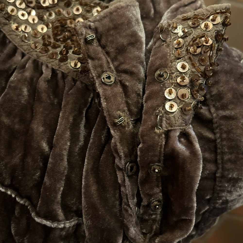 Brown Velvet Tiered Sequin Embellished Skirt Womens Sz S BCBGMAXAZRIA - Picture 4 of 6